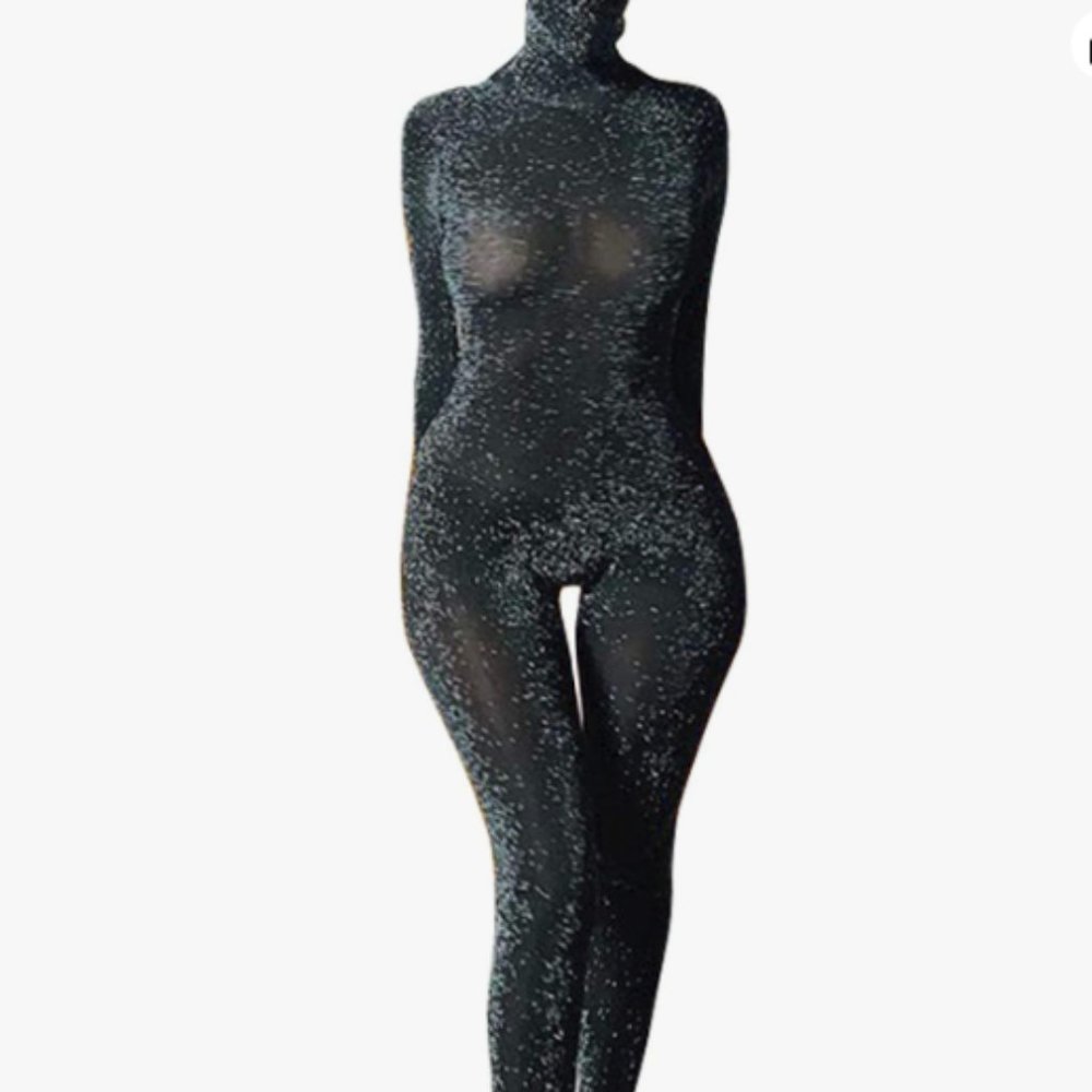 Women' Sexy See Through Clubwear Jumpsuit Sparkly Backless Bodycon NWT